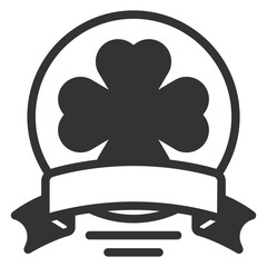Ribbon encircles a clover leaf in a bowl - icon, illustration on white background, glyph style