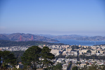 Panoramic view of Golden Gate Bridge from Twin Peaks