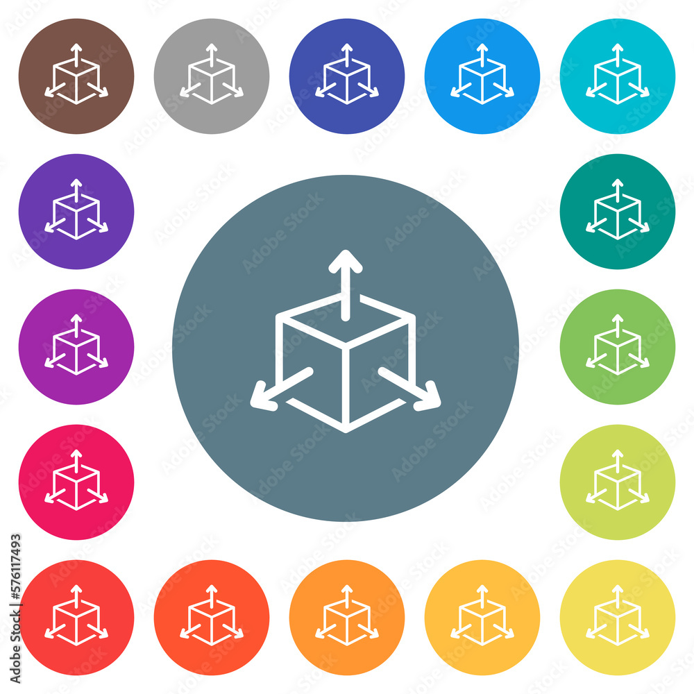 Poster scalability flat white icons on round color backgrounds