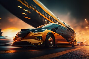 Fototapeta na wymiar luxury taxi electric super car with autopilot, autonomous driving, the future, futuristic, ai