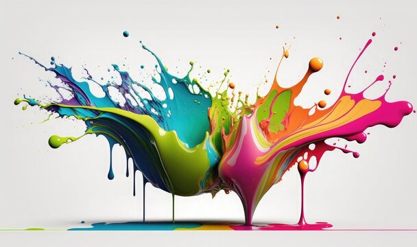 Abstract rainbow paint splash isolated on white. Generative AI
