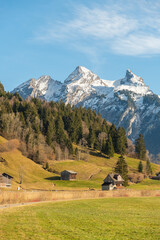 Fototapeta na wymiar Idyllic mountain landscape near Einsiedeln in Switzerland
