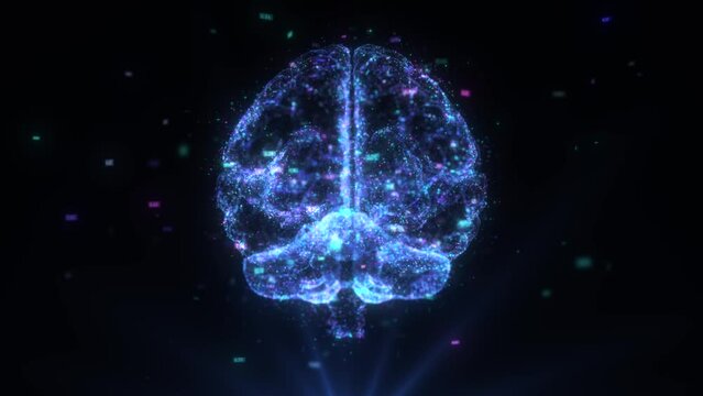 Artificial intelligence concept. Digital brain animation. AI Digital background. 3d rendering.