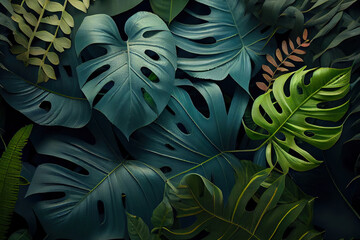 background with leaves created with Generative AI technology