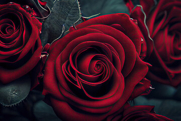 red rose on black background created with Generative AI technology