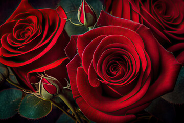 red rose on black background created with Generative AI technology