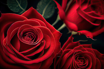 red rose on black background created with Generative AI technology