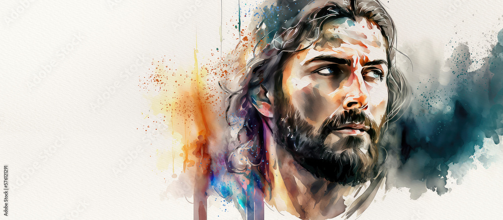 Wall mural jesus christ. painting illustration, generative ai.