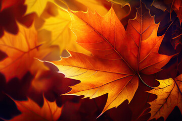 Naklejka na ściany i meble autumn leaves as theme created with Generative AI technology