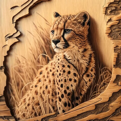 leopard pyrography made with generative ai