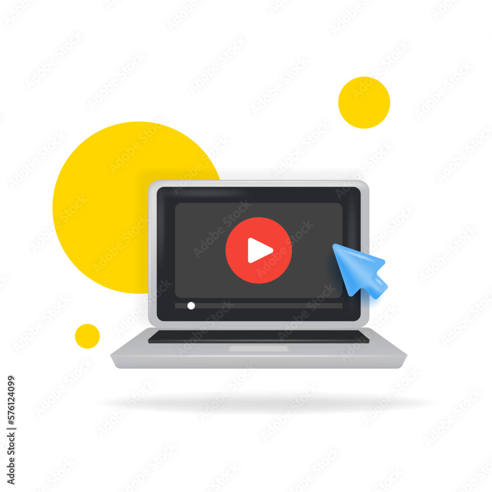 Aufkleber 3d video player isolated on light background. video service, player app. trendy and modern vector in