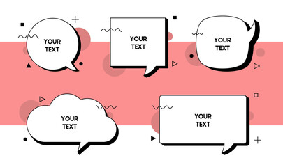 Set quote box frame, texting quote blank template boxes, design boxes quotation bubble blog symbols, bubble blog quotes symbols with abstract shapes.