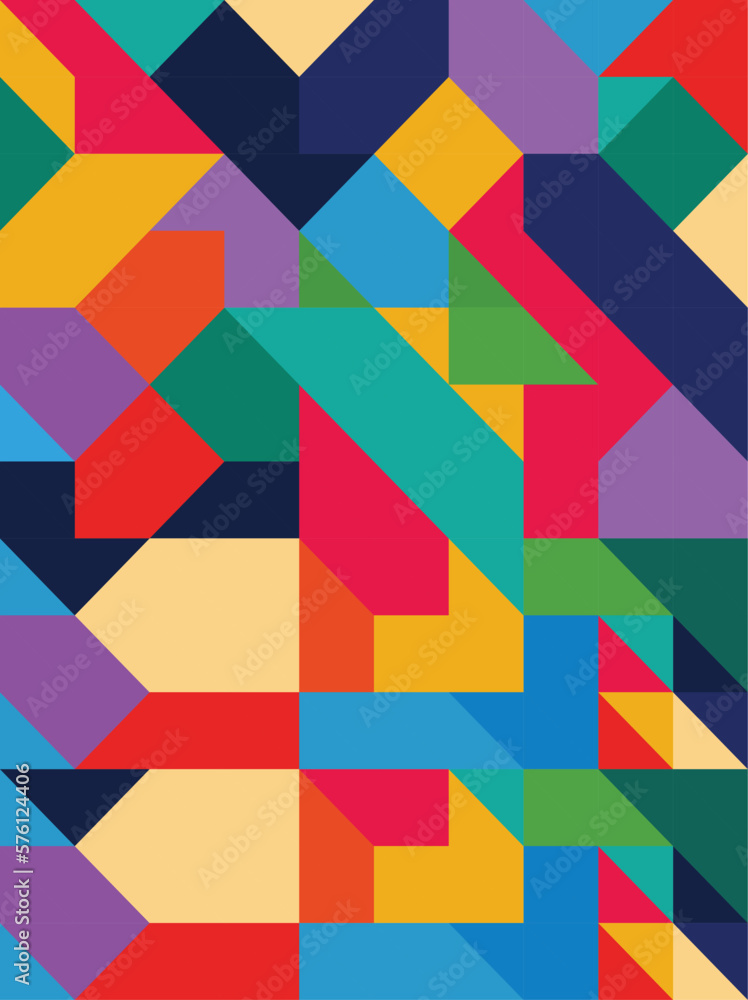 Poster seamless pattern with colorful geometric shapes. abstract backgrounds. vector illustration. portrait