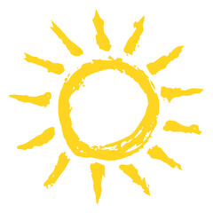 Hand drawn Sun painted with ink brush