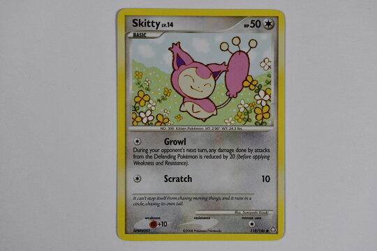 Pokemon trading card, Skitty.