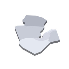 Djibouti political map of administrative divisions - regions. 3D isometric blank vector map in shades of grey.