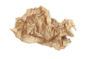 Crumpled piece of brown wrapping paper isolated