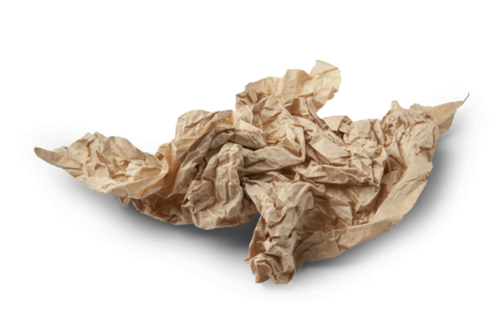 Crumpled piece of brown wrapping paper isolated