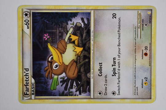 Pokemon trading card, Farfetch'd.