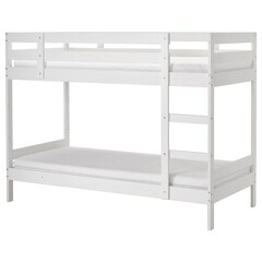 Bunk bed for children Durable material frame solid wood pine white texture furniture in nursery interior design kids room isolated on white background  illustration
