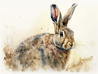 Watercolor Rabbit Portrait