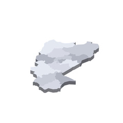 Burkina Faso political map of administrative divisions - regions. 3D isometric blank vector map in shades of grey.