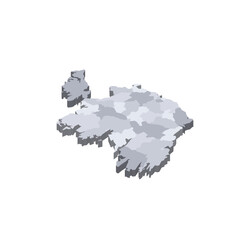 Ireland political map of administrative divisions - counties and cities. 3D isometric blank vector map in shades of grey.