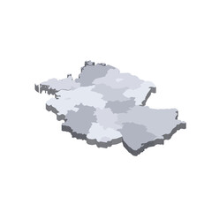 Germany political map of administrative divisions - federal states. 3D isometric blank vector map in shades of grey.