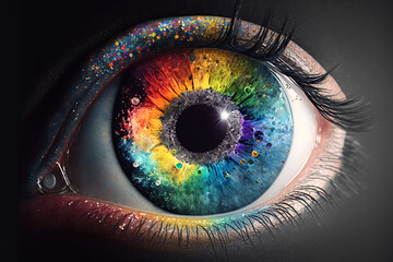 Rainbow colored eye concept