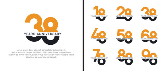 Fototapeta premium set of anniversary logo style black and orange color on white background for celebration