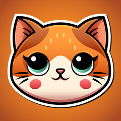 Cute cat face logo design in cartoon style baby pet animal