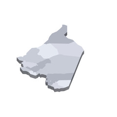 Syria political map of administrative divisions - governorates. 3D isometric blank vector map in shades of grey.