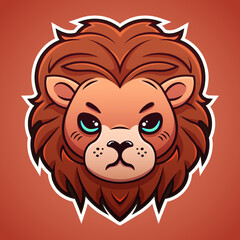 Cute lion face logo design in cartoon style baby pet animal