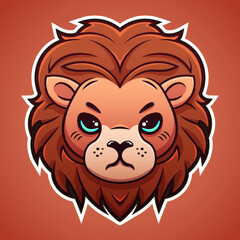 Cute lion face logo design in cartoon style baby pet animal