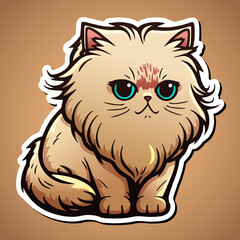 Cute persian cat cartoon illustration in sticker design baby pet animal