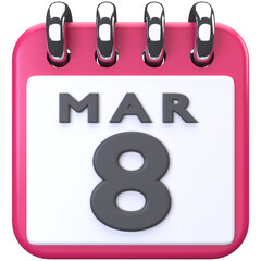 8 march 3d icon, for UI, poster, banner, social media post. 3D rendering