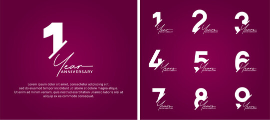 set of anniversary logo style white color on white background for special moment
