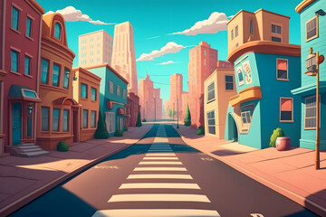 Obraz premium Cartoon city background, town. Made with Generative AI