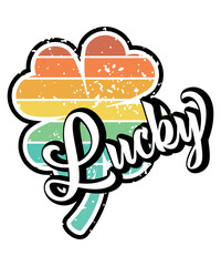 Lucky Retro, St. Patrick's Day, Shirt Print Template, Shenanigans Irish Shirt, 17 march, 4 leaf clover