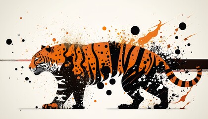 Tiger in abstract simple style