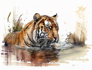 Majestic Tiger in Watercolour