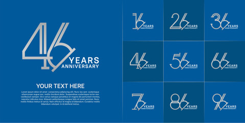 set of anniversary logotype silver and white color for special celebration event