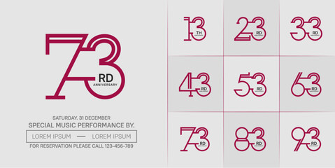 set of anniversary logotype red and black color for special celebration event