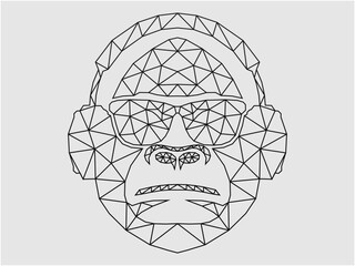 head of monkey with suglasses and headset style polygonal