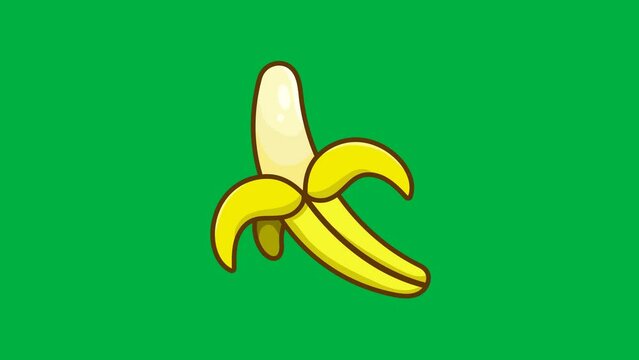 Banana animation on green screen. 4k video animation