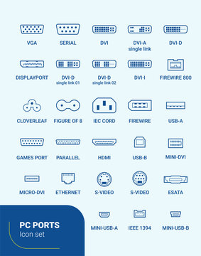 PC Ports - Icon Set - Outline