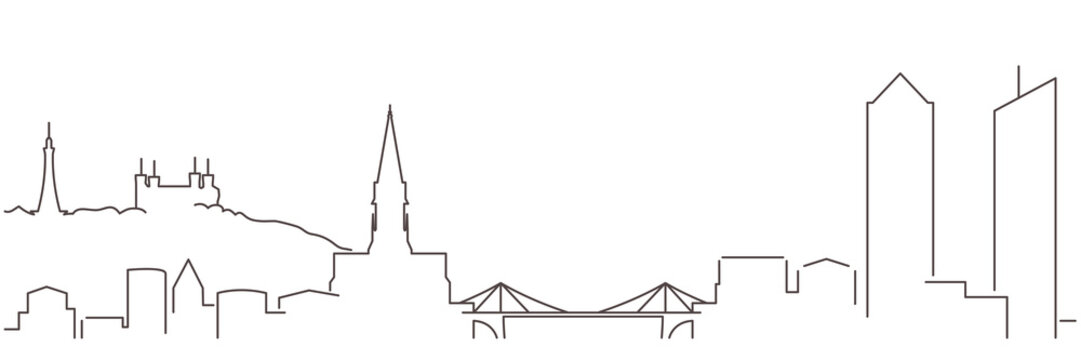 Lyon Dark Line Simple Minimalist Skyline With White Background