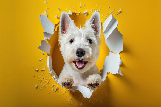 Full length studio portrait of happy west highland white terrier, concept of Smiling and Joyful, created with Generative AI technology