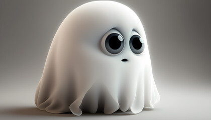 cute   ghost character  fluffy  eyes -ai generative