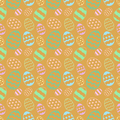 Easter Eggs with seamless ornament pattern, Vector.